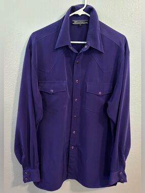 Vintage Daniali USA Men’s Large Purple Western Pearl Snap Shirt Cowboy Retro Y2K